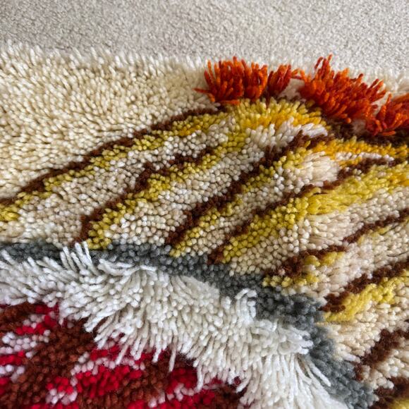 Indian Chieftain Native American Warrior Headdress Latch Hook Rug 34" Western - Picture 9 of 13